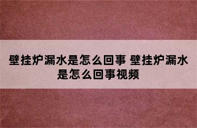 壁挂炉漏水是怎么回事 壁挂炉漏水是怎么回事视频